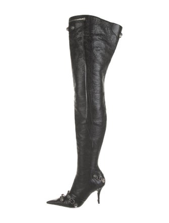 Balenciaga Leather Studded Accents Boots