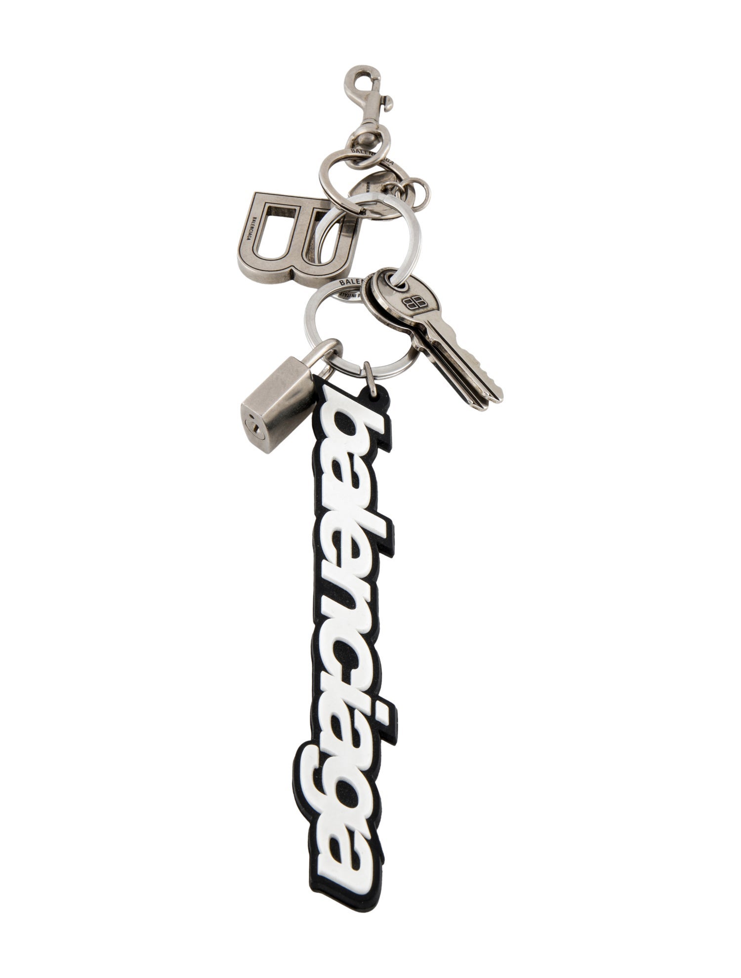 Balenciaga Silver toned Metal Keychain