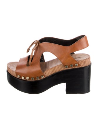 Balenciaga Leather Studded Accents Slingback Sandals