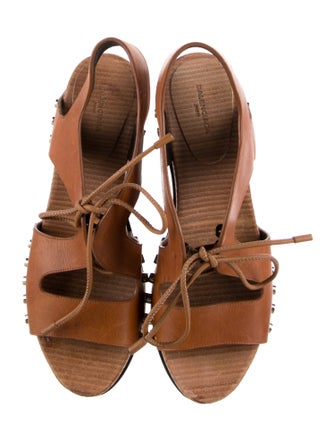 Balenciaga Leather Studded Accents Slingback Sandals