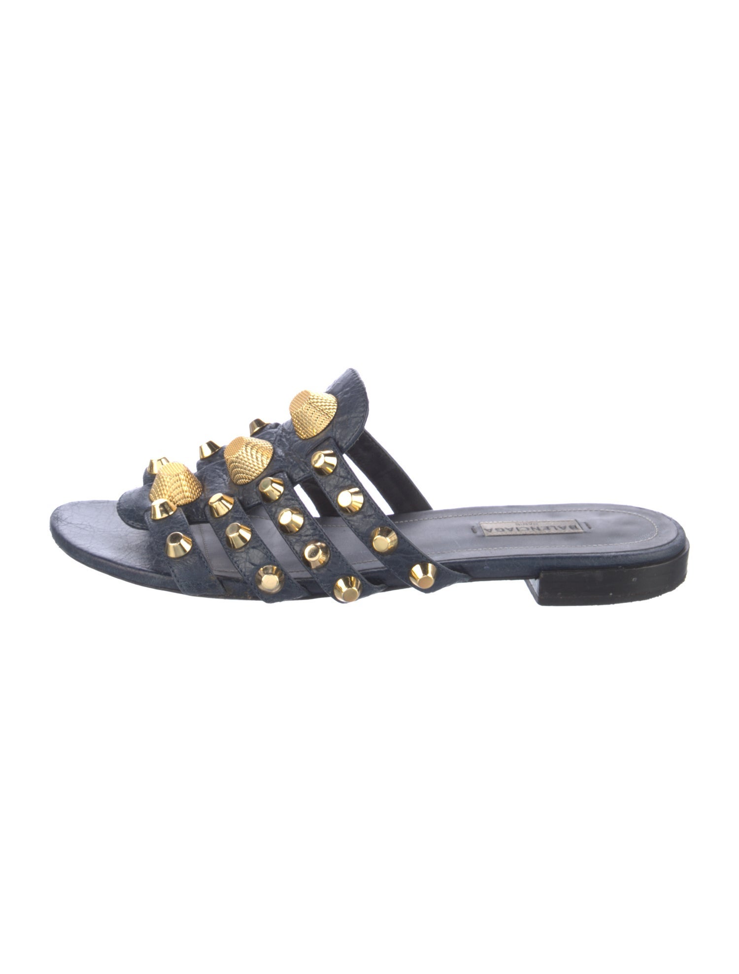 Balenciaga Leather Studded Accents Slides