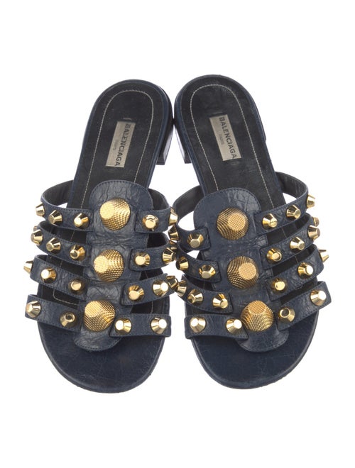Balenciaga Leather Studded Accents Slides