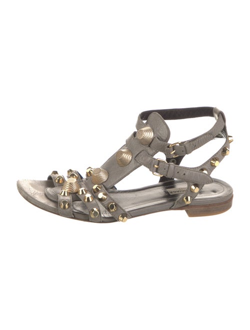 Balenciaga Leather Studded Accents Gladiator Sandals