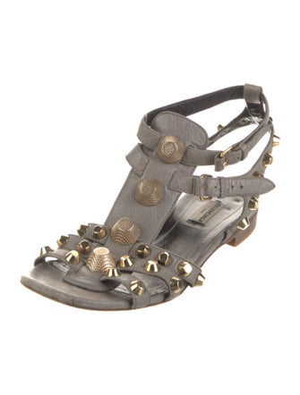 Balenciaga Leather Studded Accents Gladiator Sandals