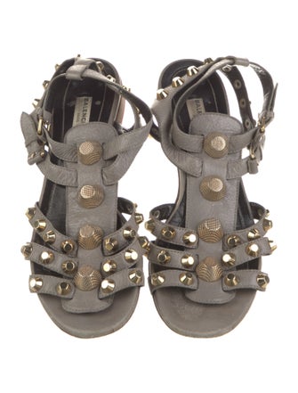 Balenciaga Leather Studded Accents Gladiator Sandals