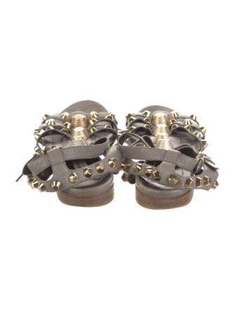 Balenciaga Leather Studded Accents Gladiator Sandals