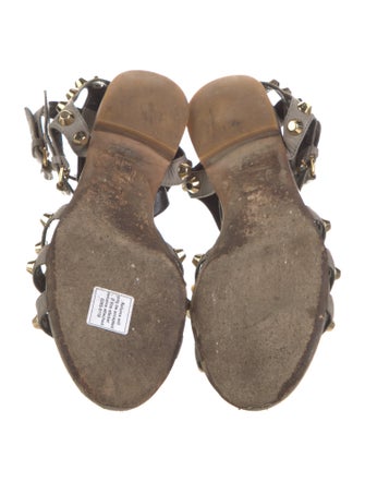 Balenciaga Leather Studded Accents Gladiator Sandals