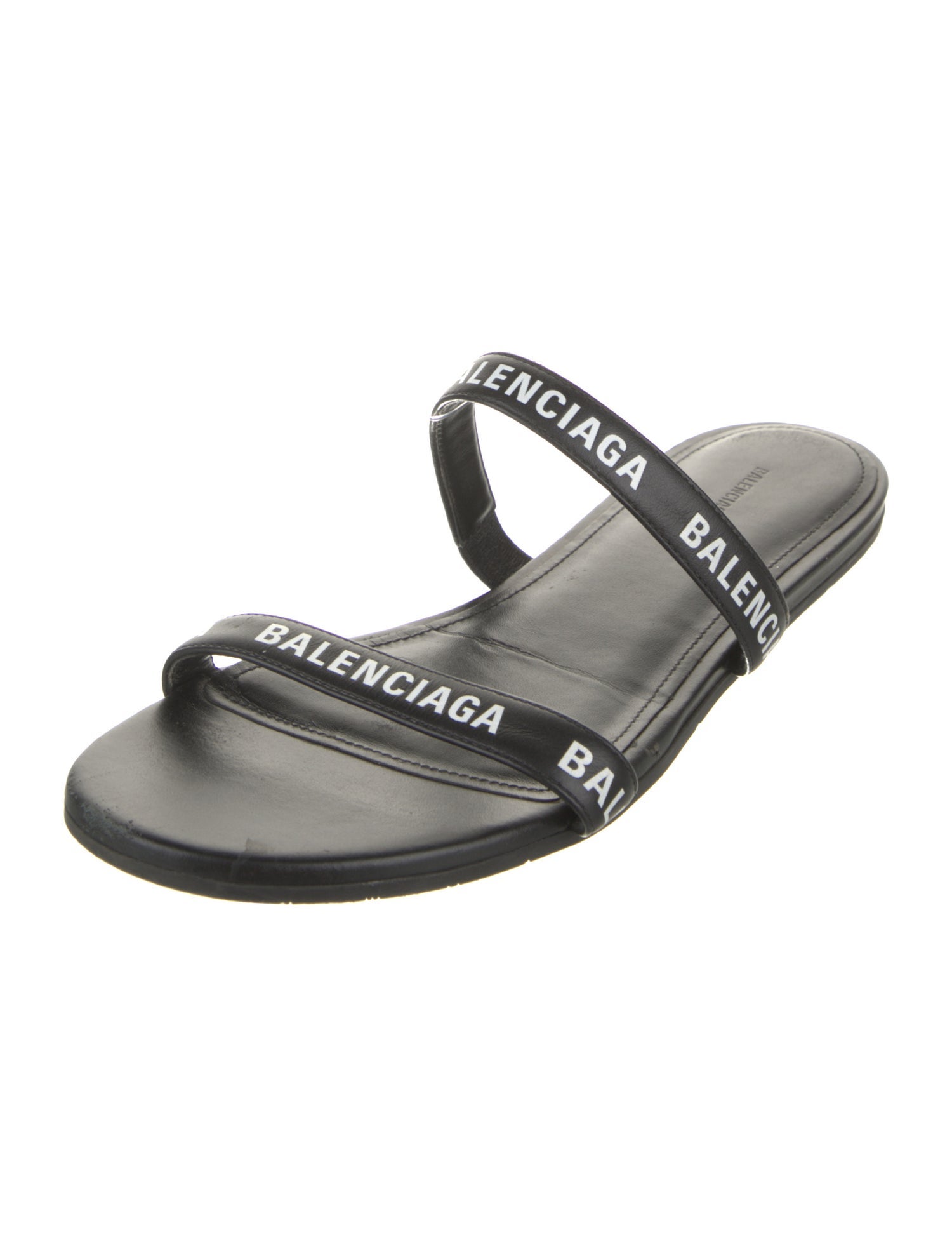 Balenciaga Leather Printed Slides