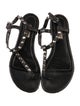 Balenciaga Leather Studded Accents T-Strap Sandals