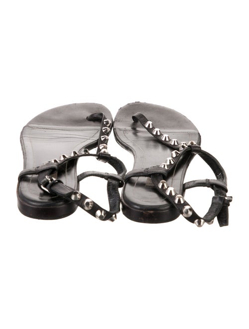Balenciaga Leather Studded Accents T-Strap Sandals