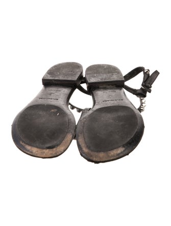 Balenciaga Leather Studded Accents T-Strap Sandals