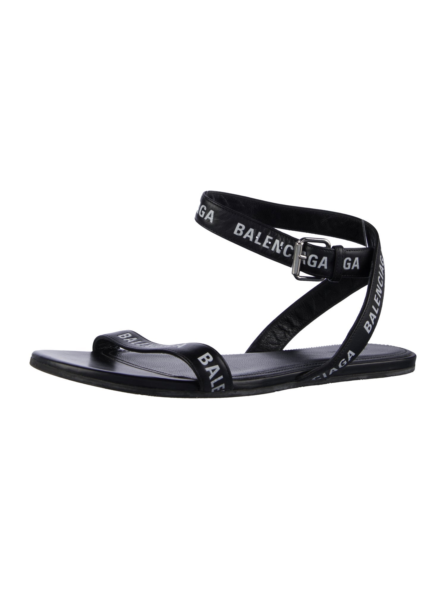 Balenciaga Leather Printed Gladiator Sandals