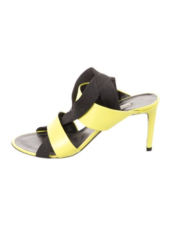 Balenciaga Leather Colorblock Pattern Slingback Sandals