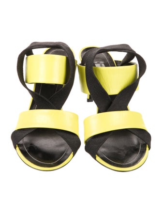 Balenciaga Leather Colorblock Pattern Slingback Sandals