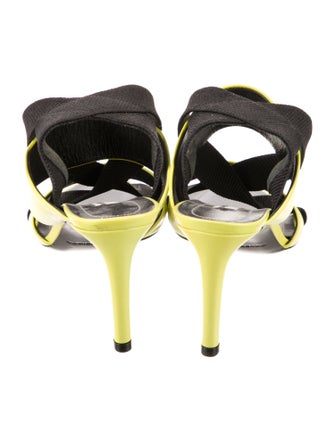 Balenciaga Leather Colorblock Pattern Slingback Sandals