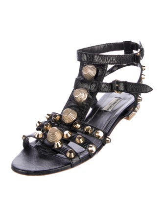 Balenciaga Leather Studded Accents Gladiator Sandals