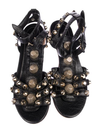 Balenciaga Leather Studded Accents Gladiator Sandals