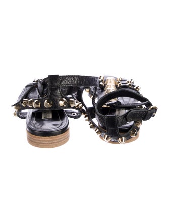 Balenciaga Leather Studded Accents Gladiator Sandals