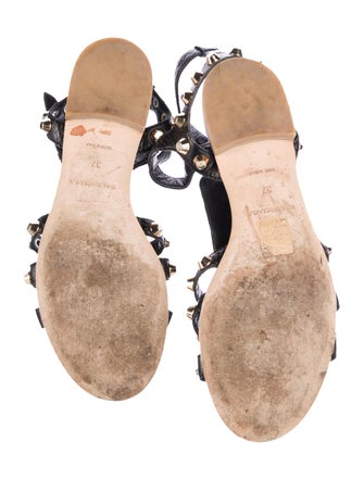Balenciaga Leather Studded Accents Gladiator Sandals