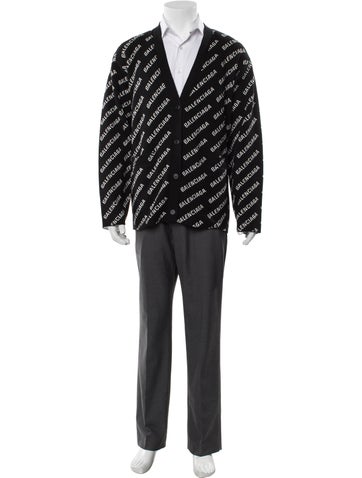 Balenciaga Sweaters 2022 All Over Logo Cardigan L
