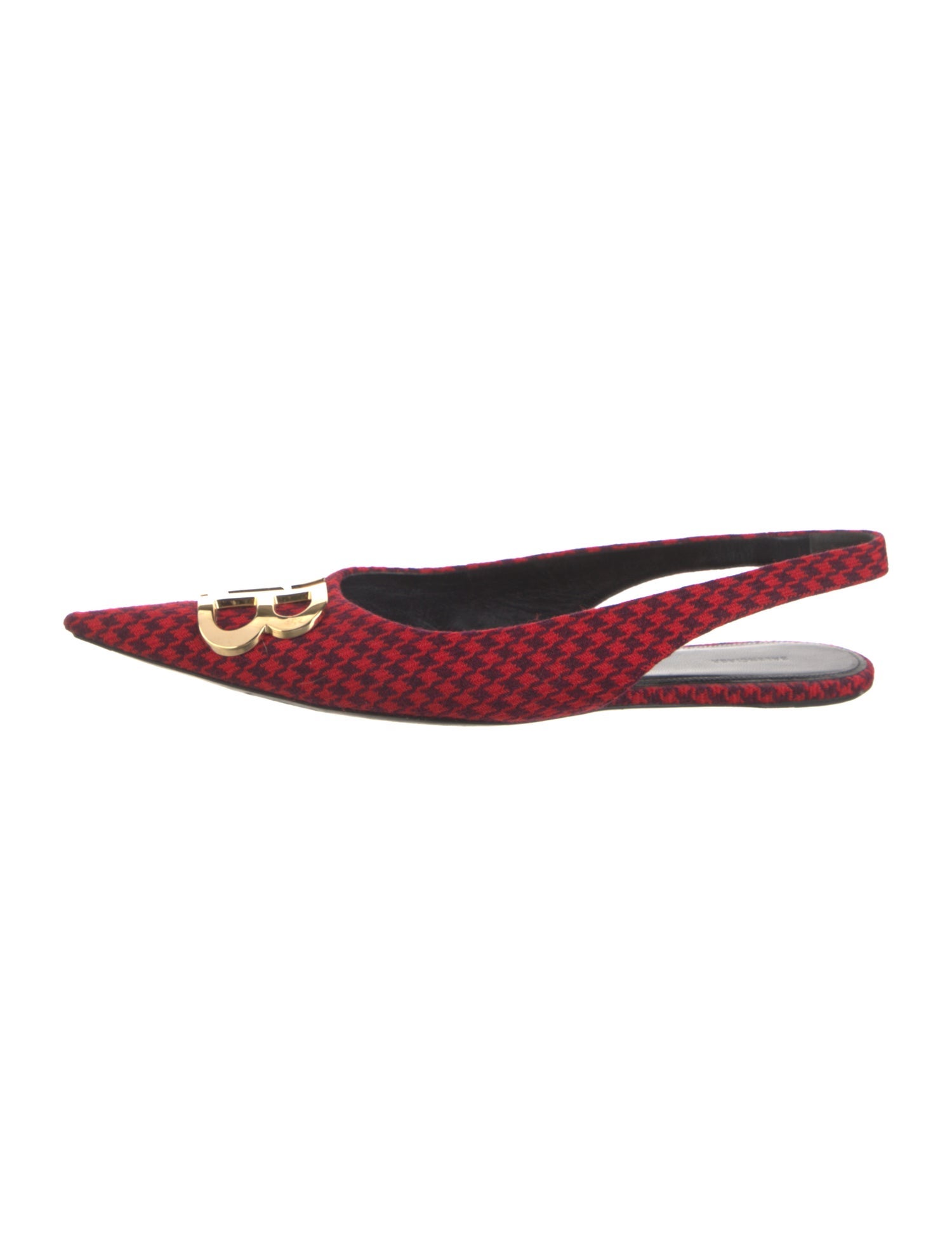 Balenciaga Signature Logo Tweed Slingback Flats