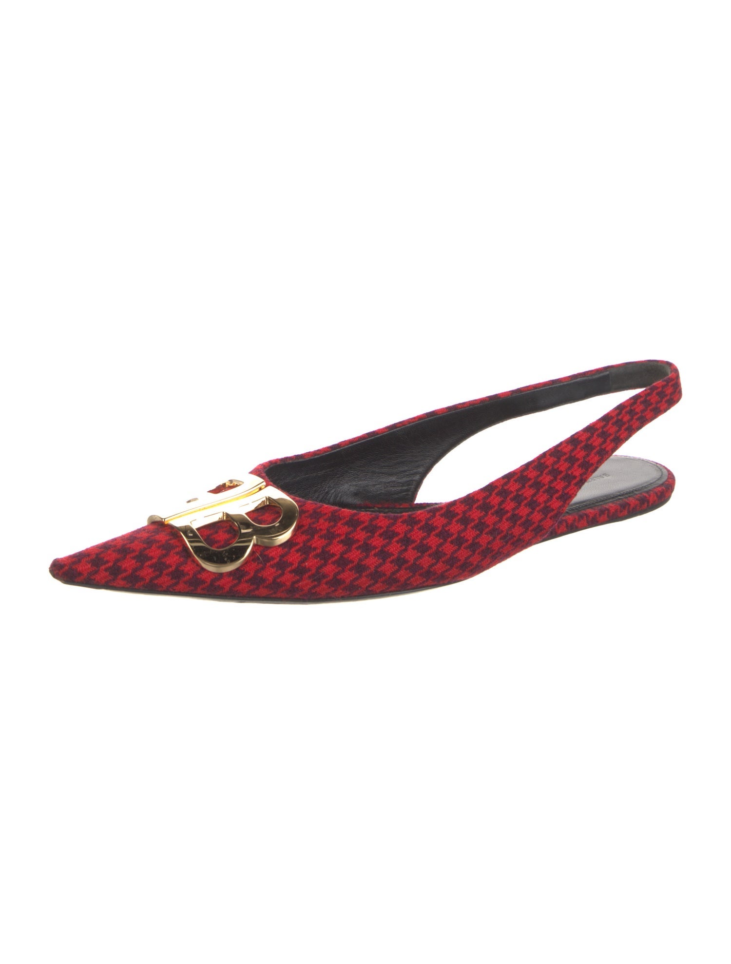 Balenciaga Signature Logo Tweed Slingback Flats