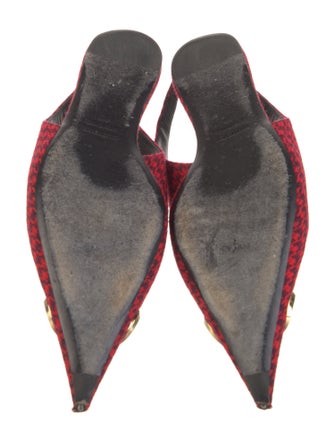 Balenciaga Signature Logo Tweed Slingback Flats