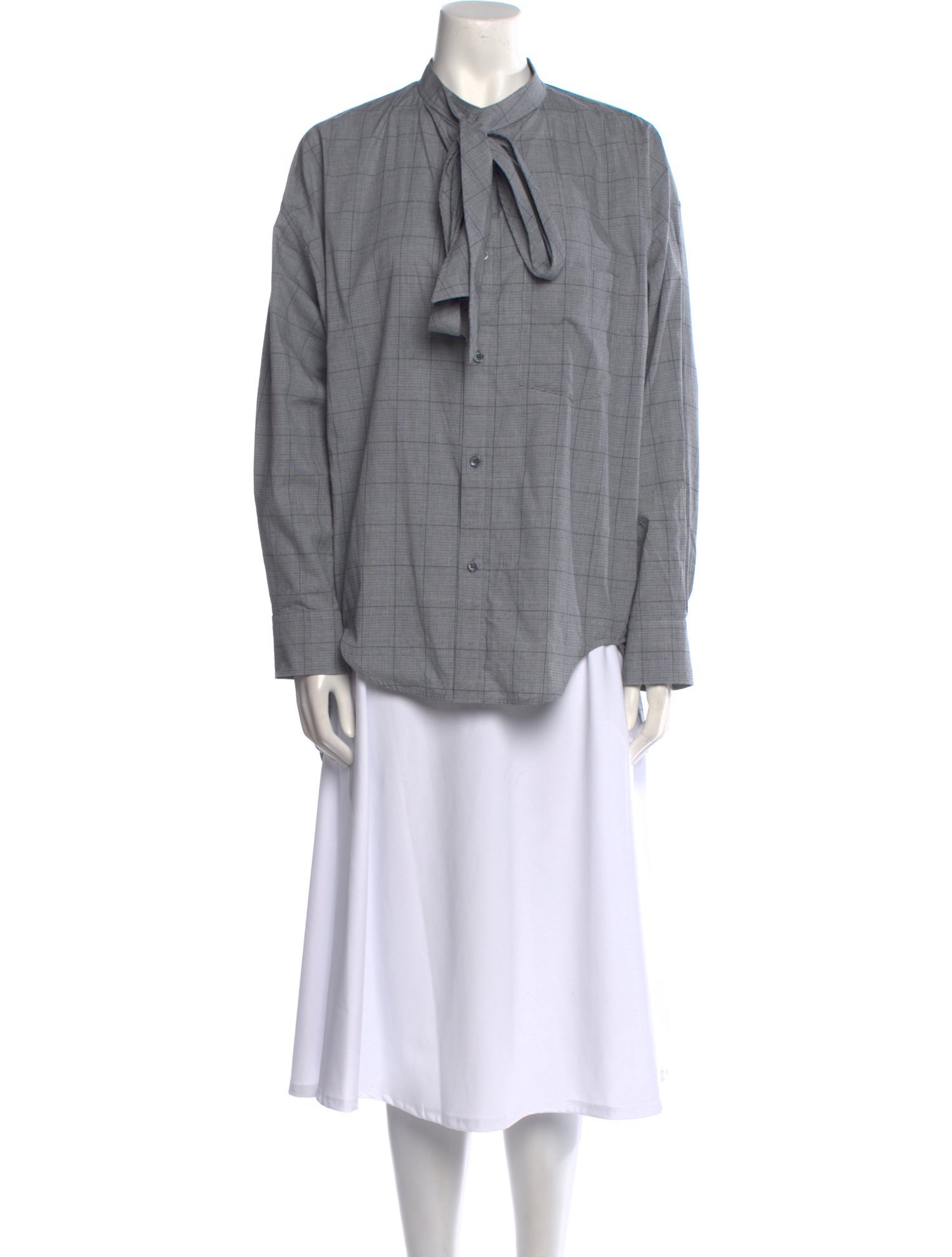 Balenciaga Mock Neck Long Sleeve Button-Up Top