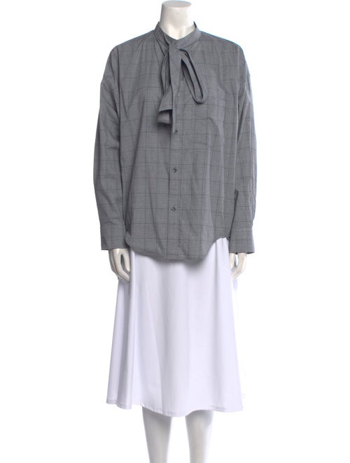 Balenciaga Mock Neck Long Sleeve Button-Up Top