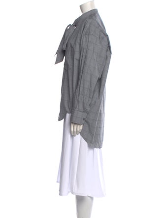 Balenciaga Mock Neck Long Sleeve Button-Up Top