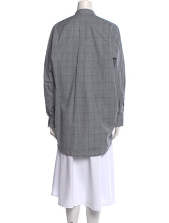 Balenciaga Mock Neck Long Sleeve Button-Up Top