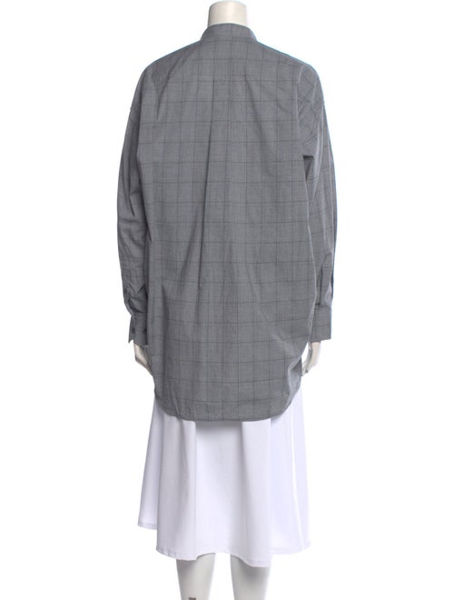 Balenciaga Mock Neck Long Sleeve Button-Up Top