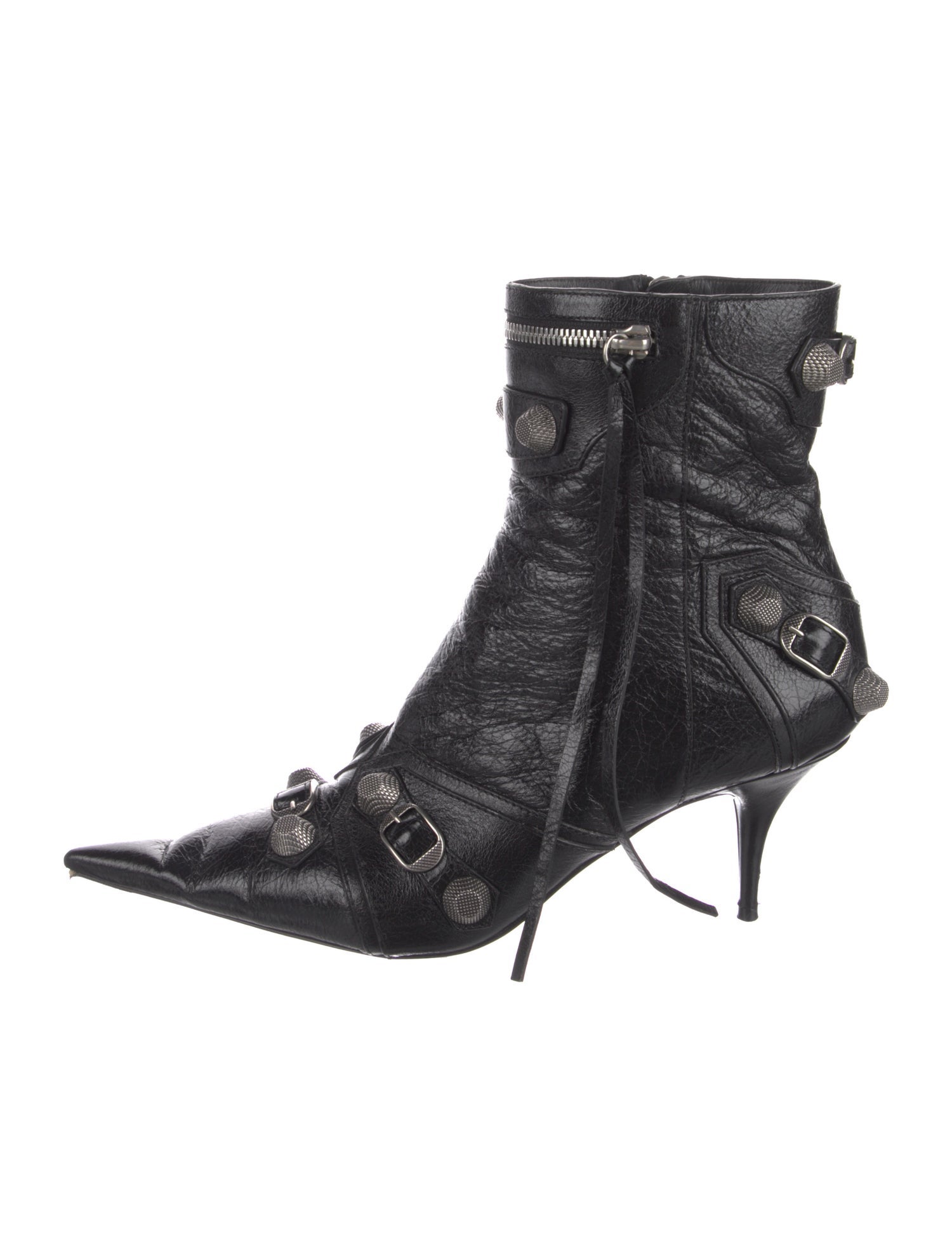 Balenciaga Leather Studded Accents Combat Boots