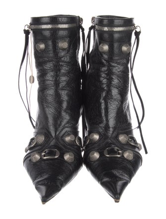 Balenciaga Leather Studded Accents Combat Boots