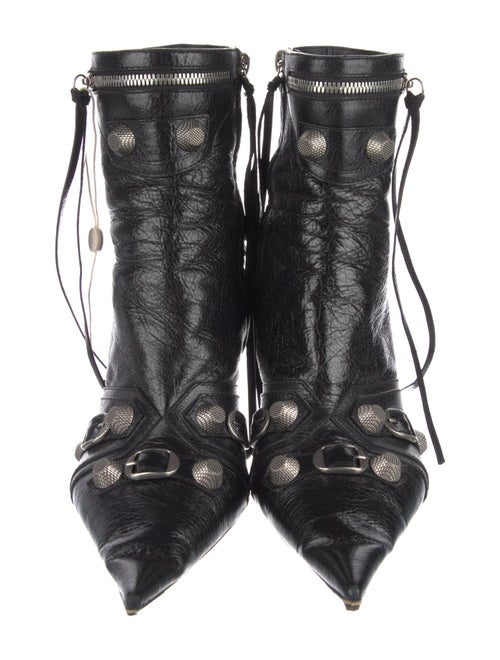 Balenciaga Leather Studded Accents Combat Boots