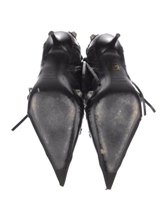 Balenciaga Leather Studded Accents Combat Boots