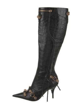 Balenciaga Leather Studded Accents Boots