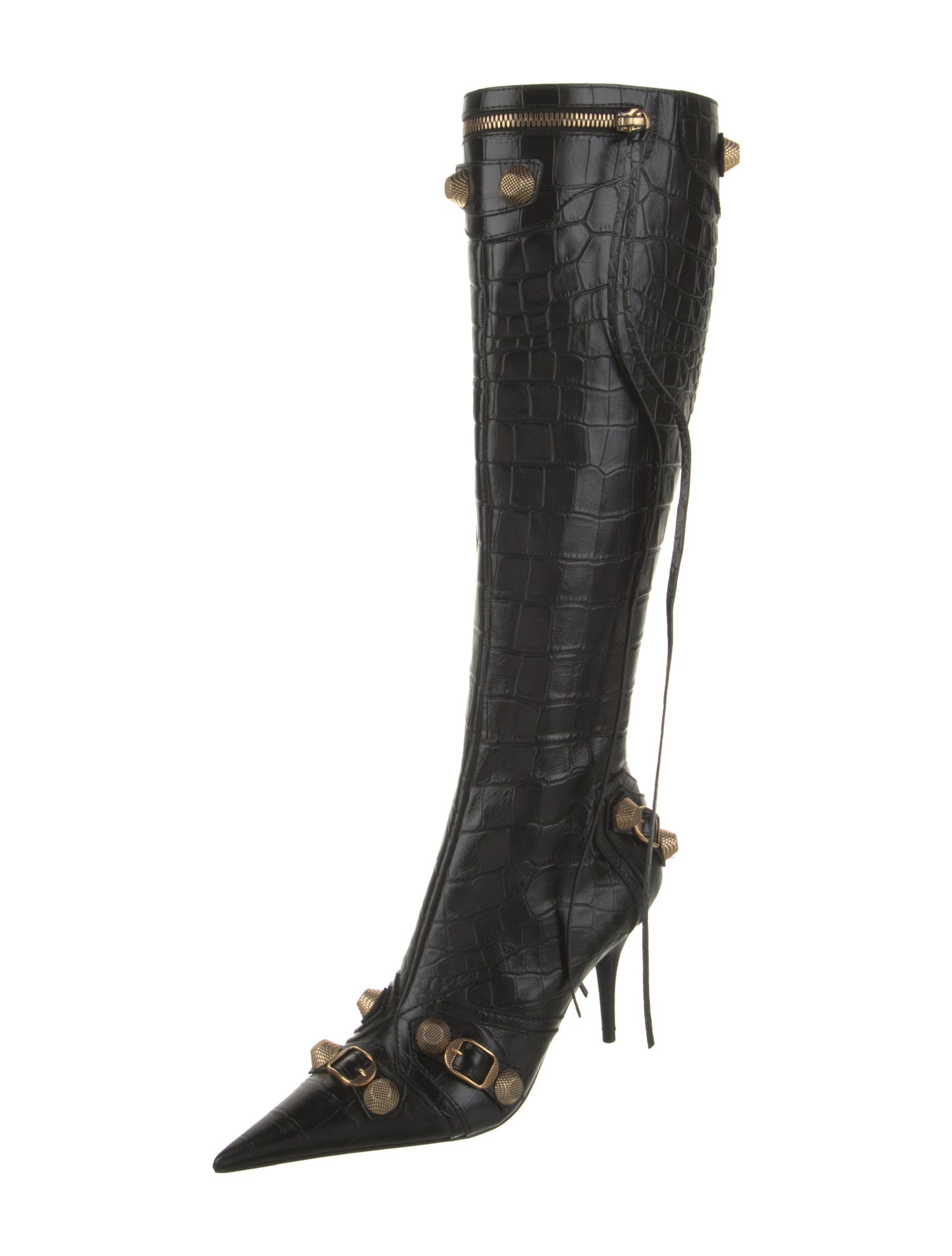 Balenciaga Leather Studded Accents Boots