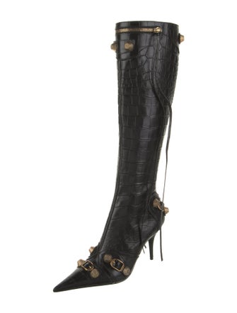 Balenciaga Leather Studded Accents Boots