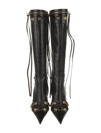 Balenciaga Leather Studded Accents Boots