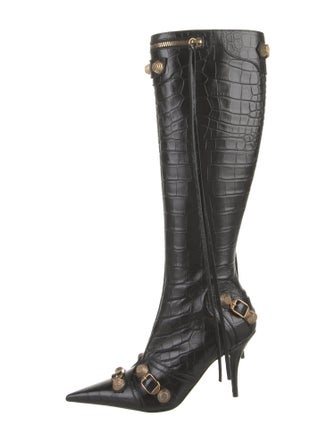 Balenciaga Leather Studded Accents Boots