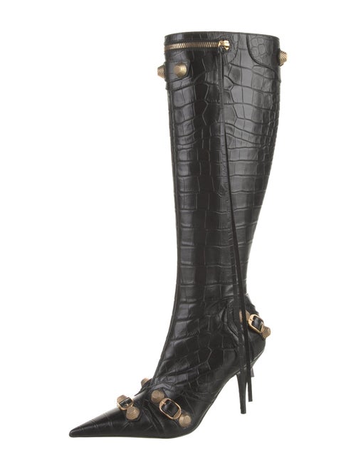 Balenciaga Leather Studded Accents Boots