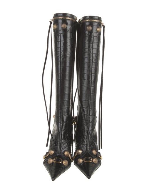 Balenciaga Leather Studded Accents Boots