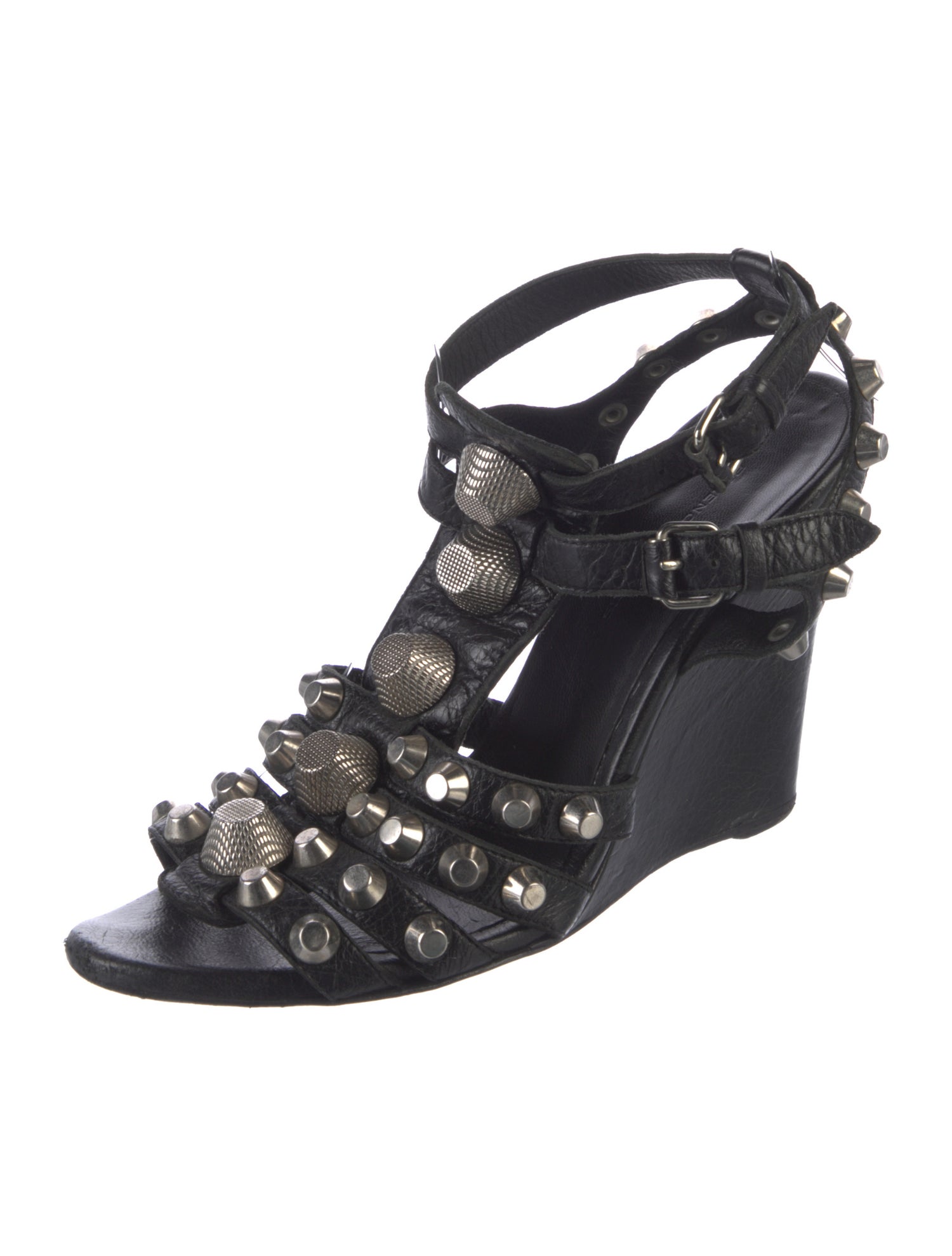 Balenciaga Leather Studded Accents Gladiator Sandals