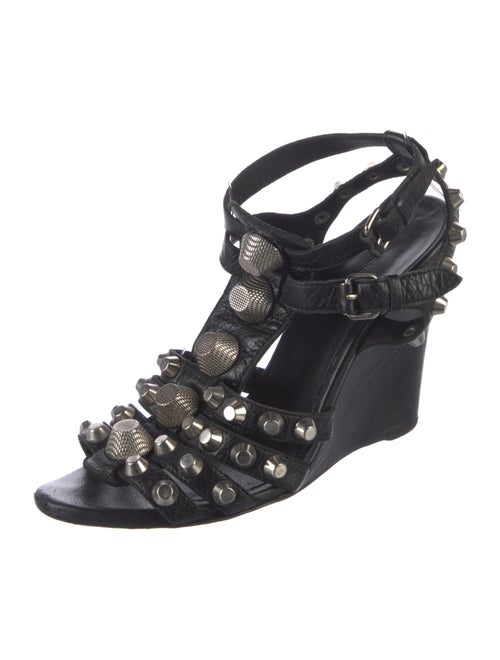 Balenciaga Leather Studded Accents Gladiator Sandals