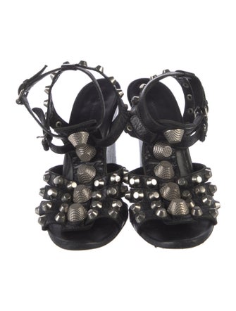 Balenciaga Leather Studded Accents Gladiator Sandals