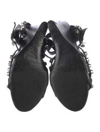 Balenciaga Leather Studded Accents Gladiator Sandals