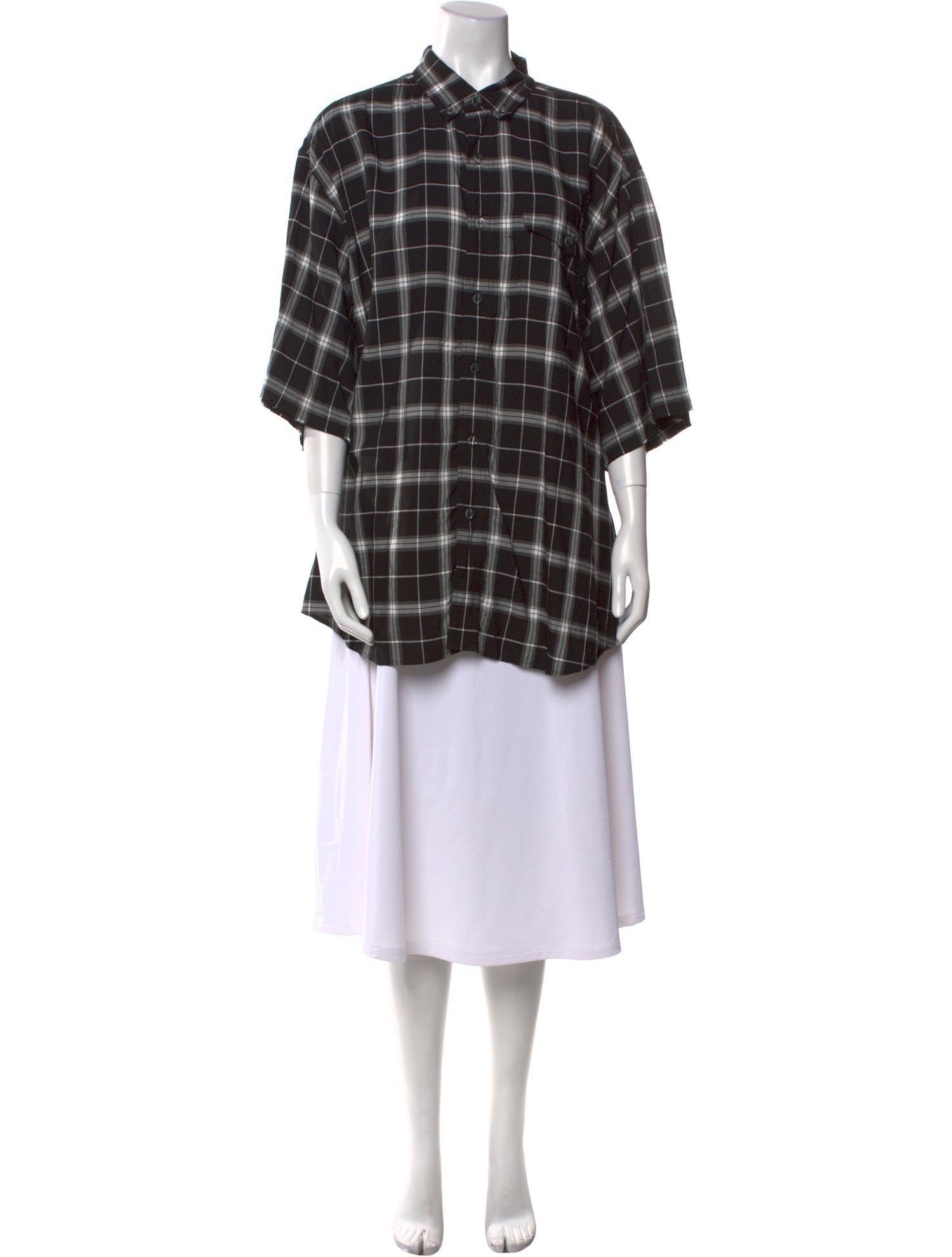 Balenciaga 2018 Plaid Print Shirt