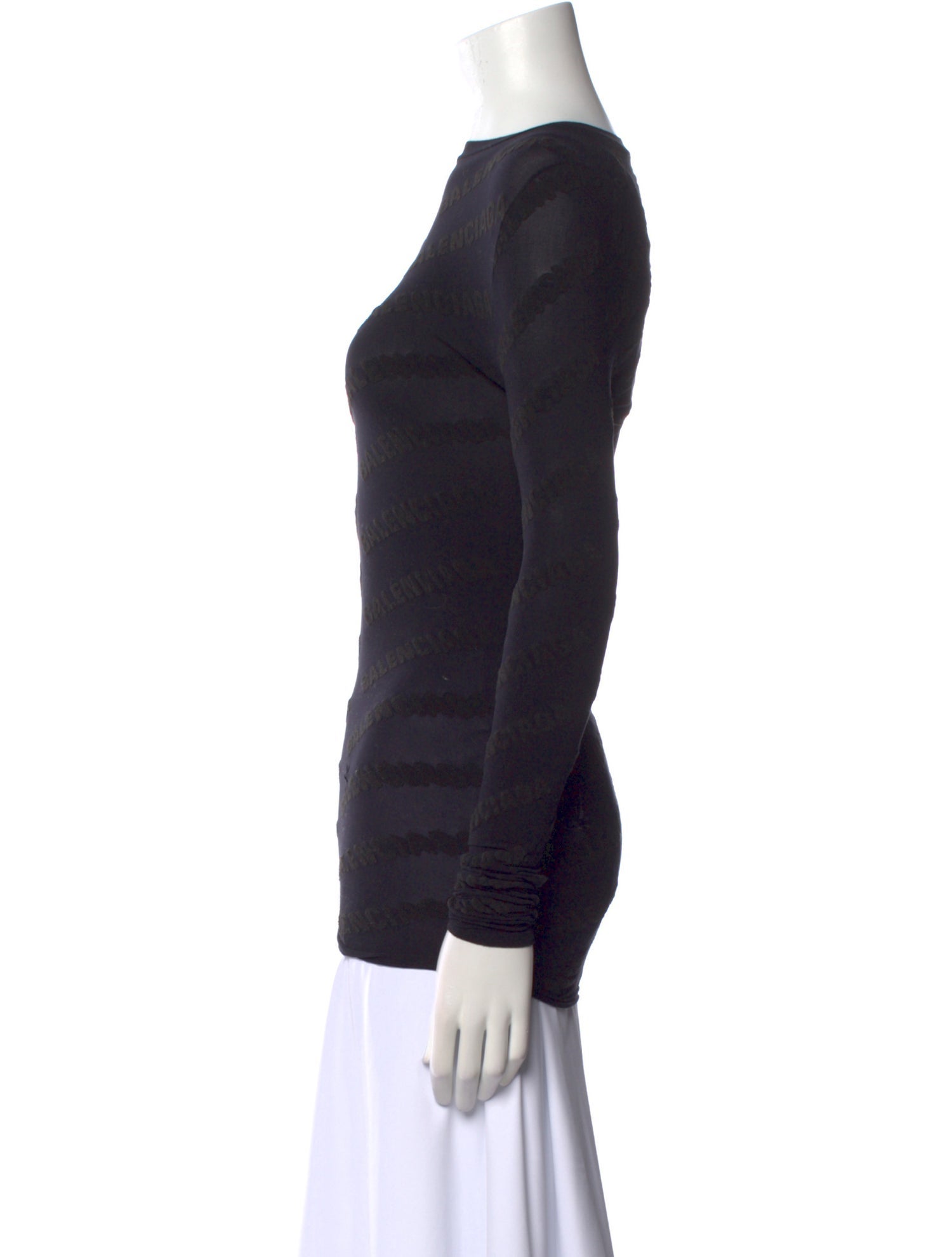 Balenciaga Scoop Neck Long Sleeve Top