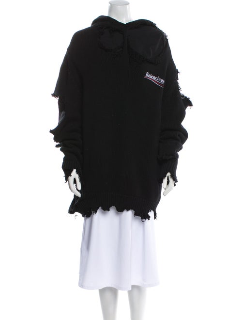 Balenciaga Graphic Print V-Neck Hoodie